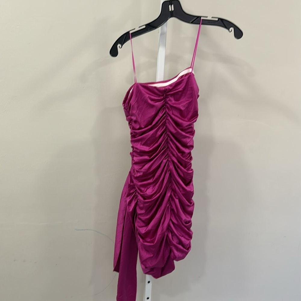 Amanda Uprichard Jersey Anja Mini Dress in Fuchsia - Picture 7 of 8